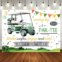 Aperturee - Swing By Green Golf Cart Field Backdrop For Birthday