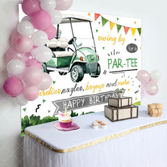 Aperturee - Swing By Green Golf Cart Field Backdrop For Birthday