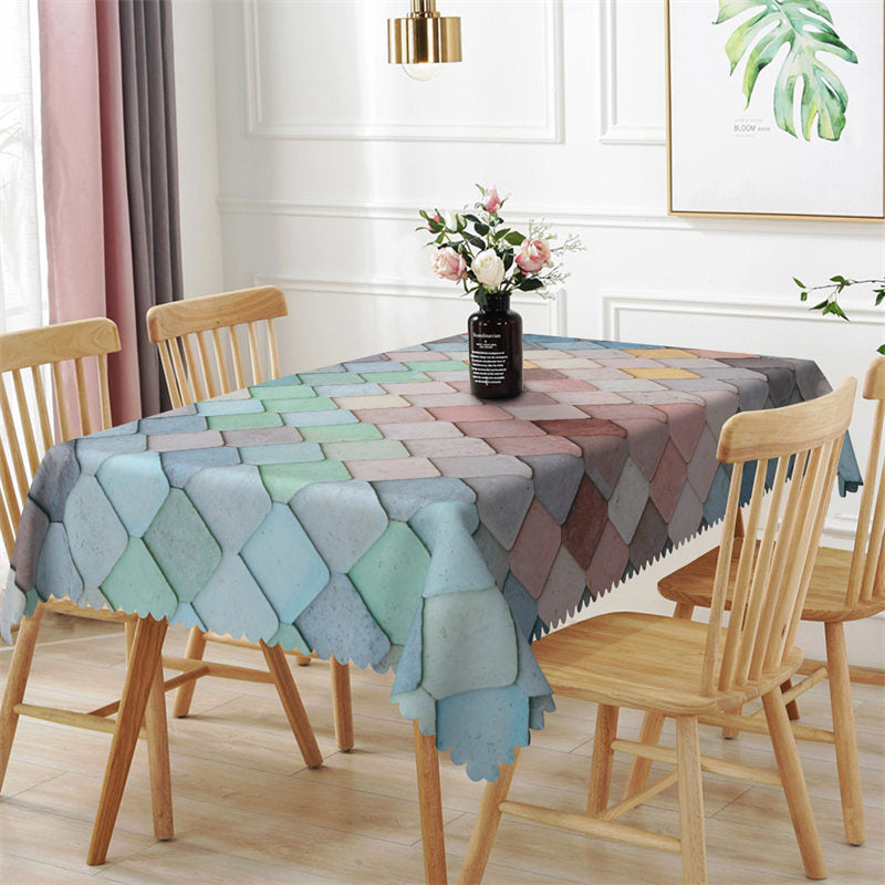 Aperturee - Swishchic Colorful Rhomboid Plaid Kitchen Tablecloth