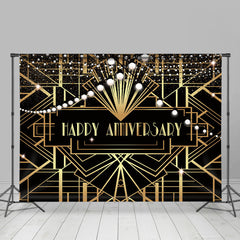 Aperturee - Symmetrical Golden Lines Black Anniversary Backdrop