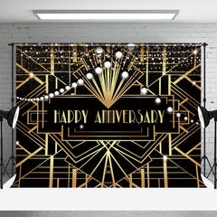 Aperturee - Symmetrical Golden Lines Black Anniversary Backdrop