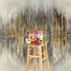 Aperturee - Symmetrical Grey Gold Graffiti Wall Photo Backdrop