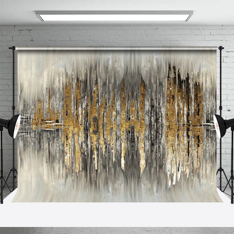 Aperturee - Symmetrical Grey Gold Graffiti Wall Photo Backdrop