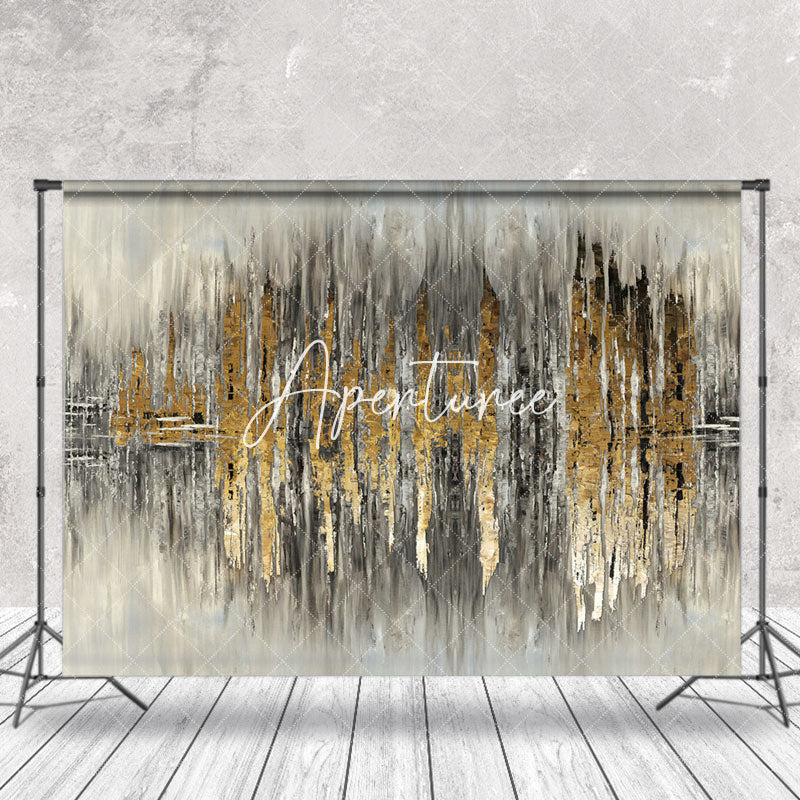 Aperturee - Symmetrical Grey Gold Graffiti Wall Photo Backdrop