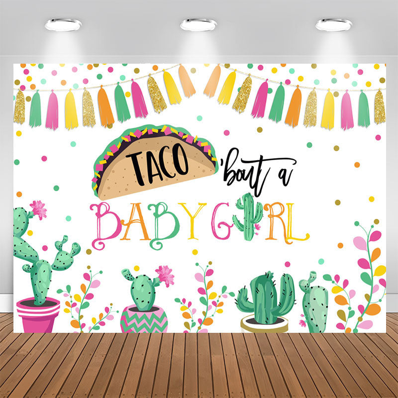 Aperturee - Taco Bout A Baby Girl Cactus Fiesta Baby Shower Backdrop