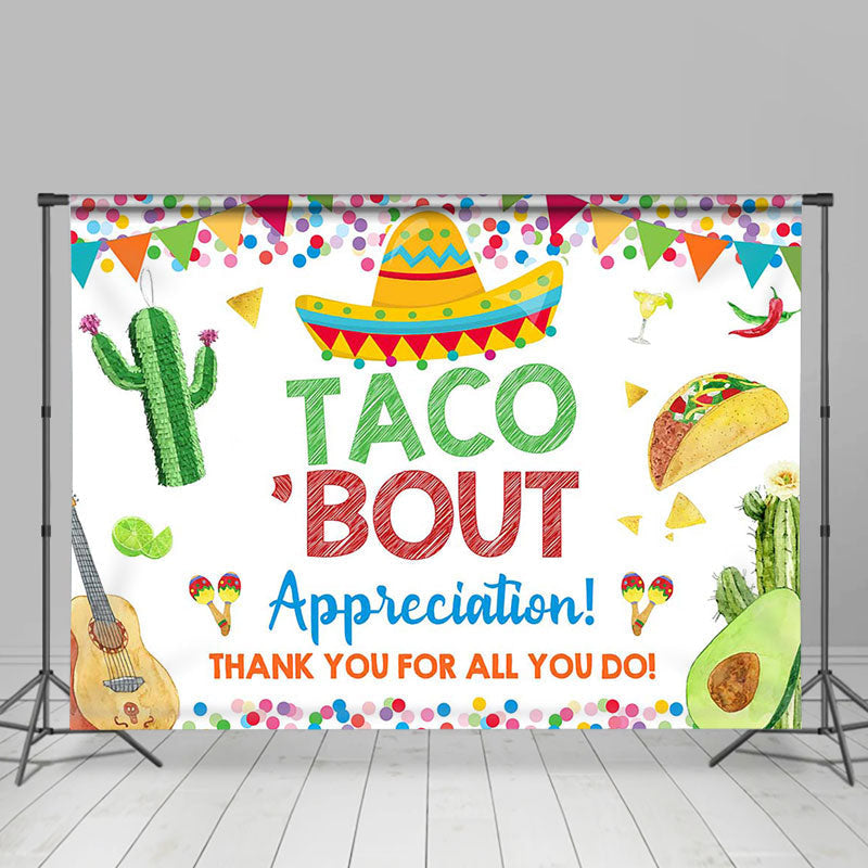 Aperturee - Taco Bout Hat Guitar Dot Cactus Thank You Backdrop