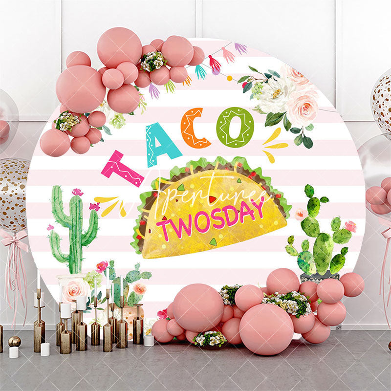 Aperturee Taco Twosday Cactus Round 2nd Birthday Backdrop