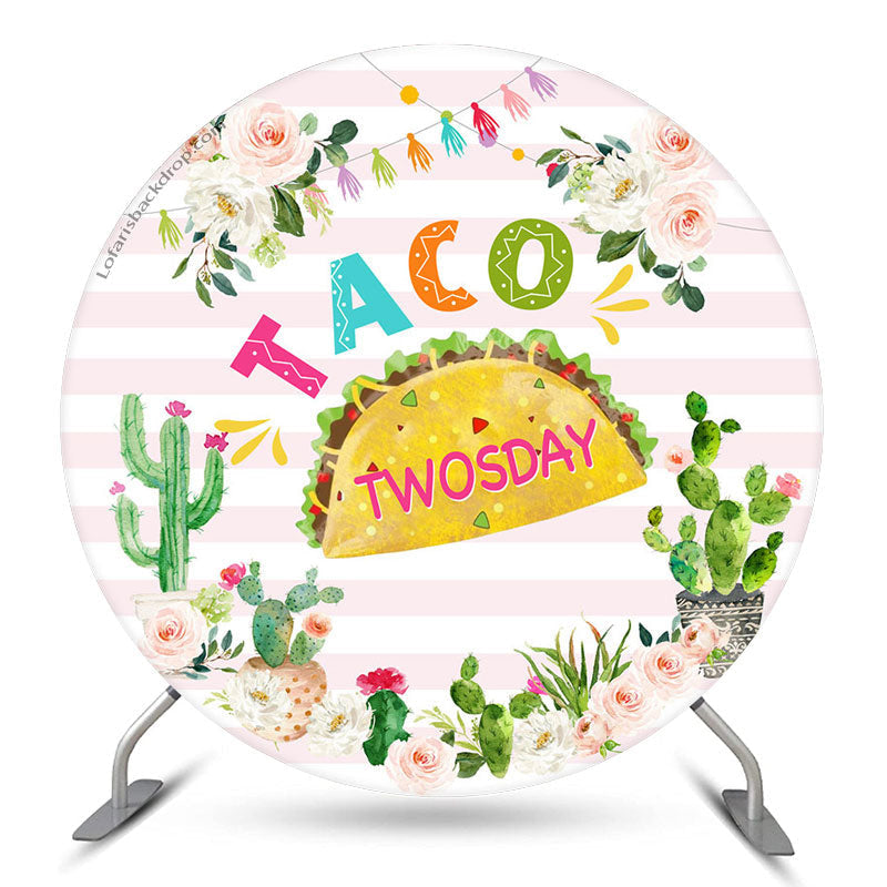 Aperturee Taco Twosday Cactus Round 2nd Birthday Backdrop