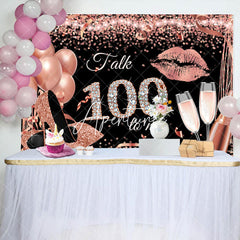 Aperturee - Talk 100 To Me Rose Gold Heels Birthday Party Backdrop