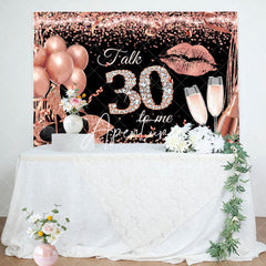 Aperturee - Talk 30 To Me Rose Gold Heels Birthday Party Backdrop