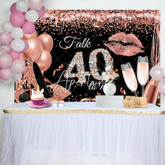 Aperturee - Talk 40 To Me Rose Gold Heels Birthday Party Backdrop