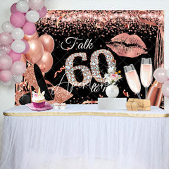 Aperturee - Talk 60 To Me Rose Gold Heels Birthday Party Backdrop