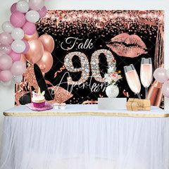 Aperturee - Talk 90 To Me Rose Gold Heels Birthday Party Backdrop