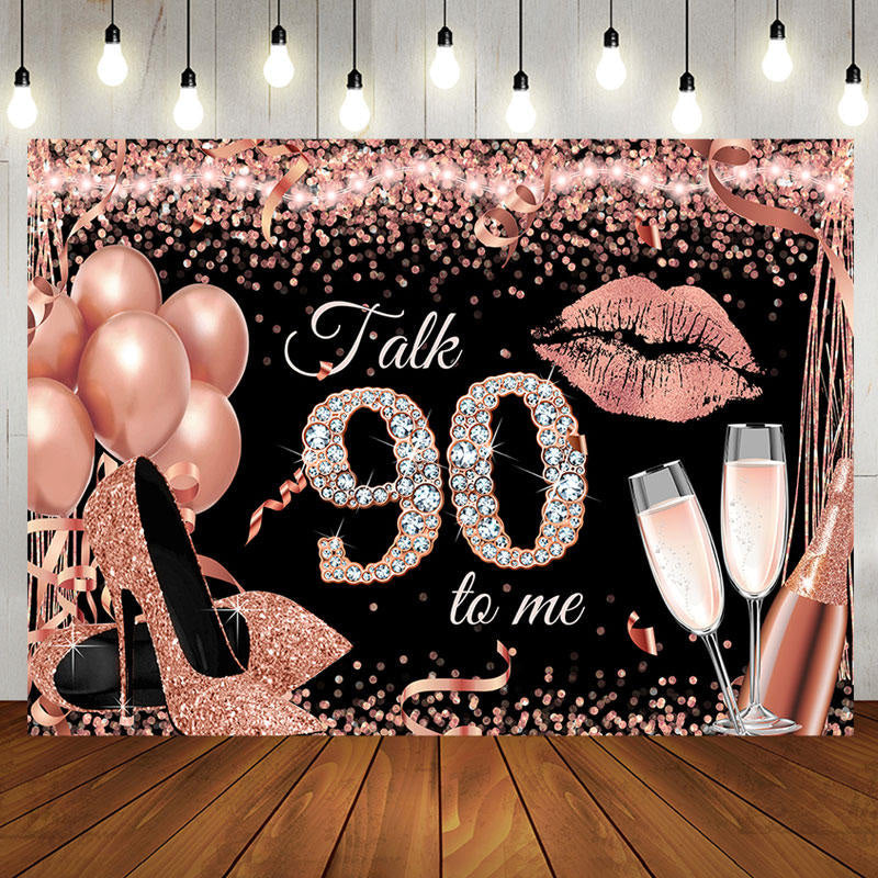 Aperturee - Talk 90 To Me Rose Gold Heels Birthday Party Backdrop