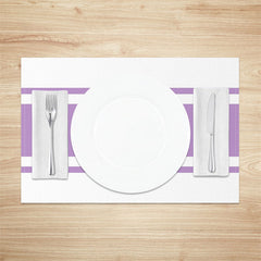 Aperturee - Taro Purple White Lines Rectangle Set Of 4 Placemats