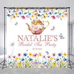 Aperturee - Tea Party Teapot Custom Name Bridal Shower Backdrop