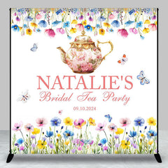 Aperturee - Tea Party Teapot Custom Name Bridal Shower Backdrop