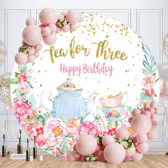 Aperturee - Tea For Three Flower Round Girls Birthday Backdrop