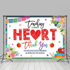 Aperturee - Teaching Is A Work Of Heart Red Thank You Backdrop