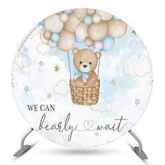 Aperturee Teddy Bear Blue Sky Cloud Round Baby Shower Backdrop