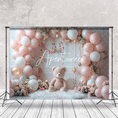 Aperturee - Teddy Bear Floral Sweet Princess Cake Smash Backdrop