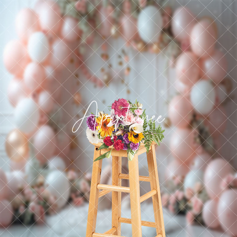 Aperturee - Teddy Bear Floral Sweet Princess Cake Smash Backdrop