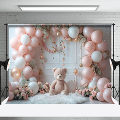 Aperturee - Teddy Bear Floral Sweet Princess Cake Smash Backdrop