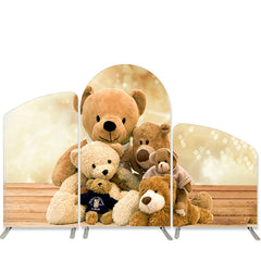 Aperturee Teddy Bears Family Bokeh Wood Arch Backdrop Kit