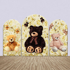 Aperturee - Teddy Bears White Floral Wall Arch Backdrop Kit