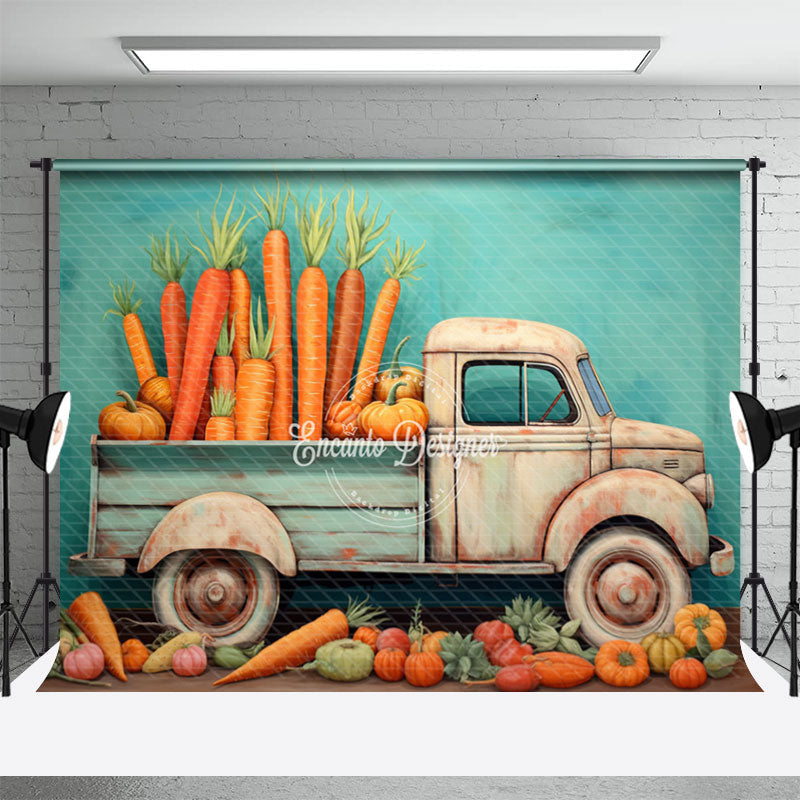 Aperturee - Carrots Pumpkin Truck Vegetables Easter Backdrop