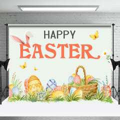 Aperturee - Cartoon Grassland Basket Eggs Happy Easter Backdrop