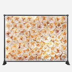 Aperturee - Dense Blooming Champagne Color Rose Floral Backdrop