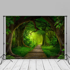 Aperturee - Green Forest And Wooden Path Scene Spring Backdrop