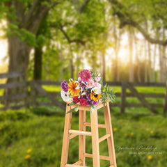 Aperturee - Morning Warm Sunlight Grassland Spring Photo Backdrop