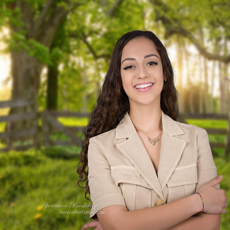 Aperturee - Morning Warm Sunlight Grassland Spring Photo Backdrop