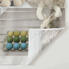 Aperturee - Rabbit Toy Wreath White Door Easter Day Backdrop