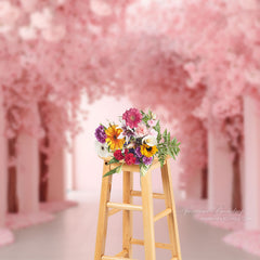 Aperturee - Sweet Pink Floral Portrait Backdrop For Photography