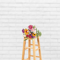 Aperturee - Texture White Brick Wall Portrait Photo Backdrop