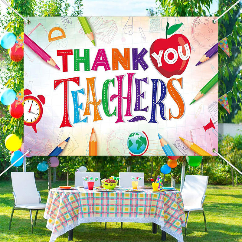 Aperturee - Thank You Pencil Teacher Appreciation Week Backdrop