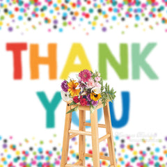 Aperturee - Thank You Rainbow Dots White Mothers Day Photo Backdrop