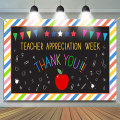 Aperturee - Thank You Stripes Teacher Appreciation Week Backdrop