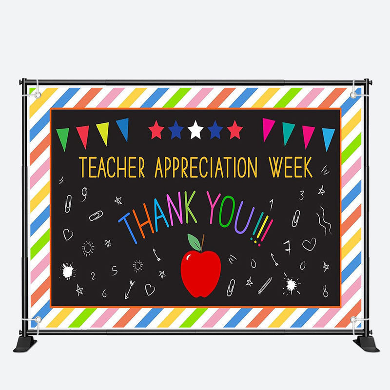 Aperturee - Thank You Stripes Teacher Appreciation Week Backdrop