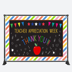 Aperturee - Thank You Stripes Teacher Appreciation Week Backdrop