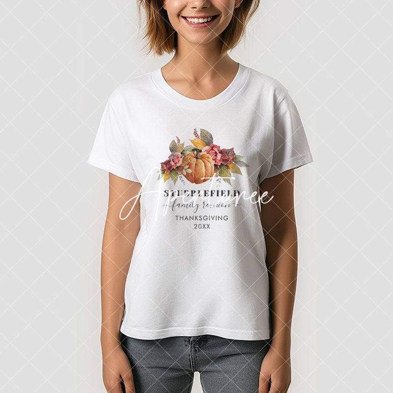 Aperturee - Thanksgiving Family Reunion Pumpkin Custom T-Shirt