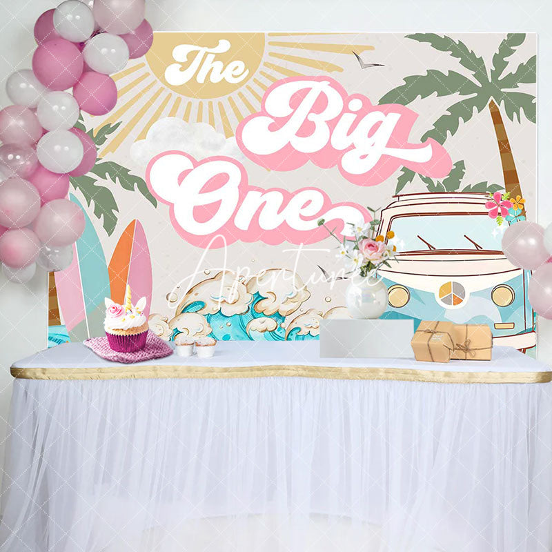 Aperturee - The Big One Groovy Surf Summer 1st Birthday Backdrop