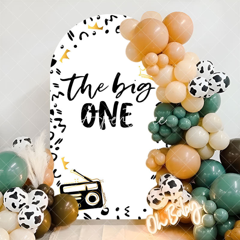 Aperturee - The Big One White Black 1st Birthday Arch Backdrop