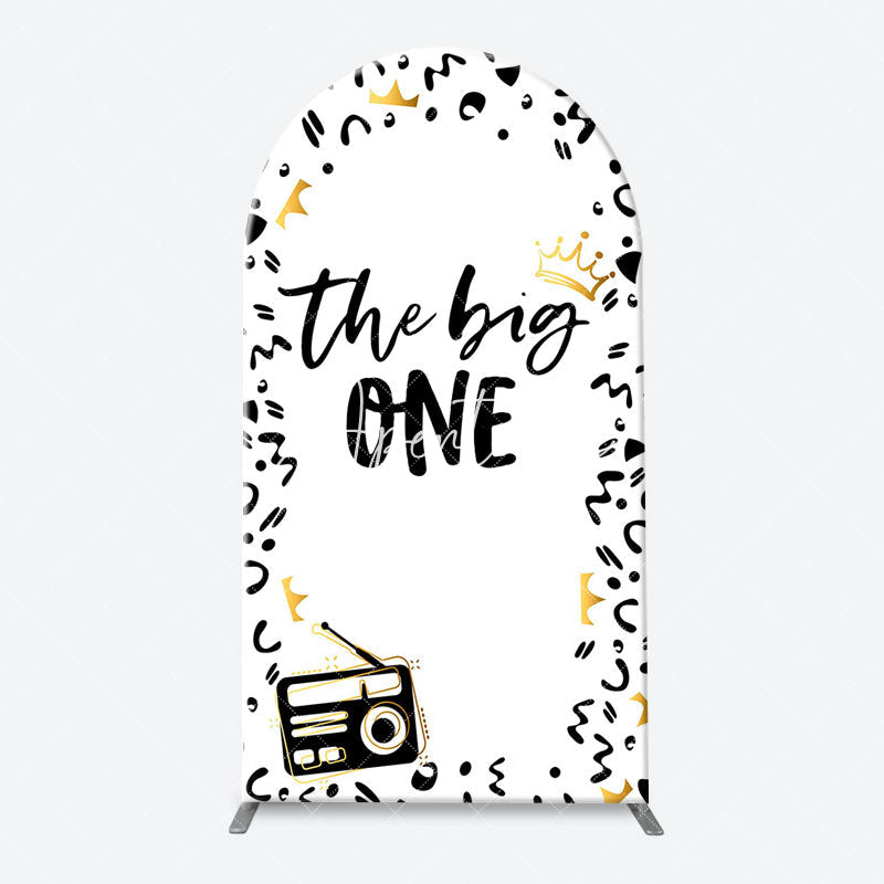 Aperturee - The Big One White Black 1st Birthday Arch Backdrop