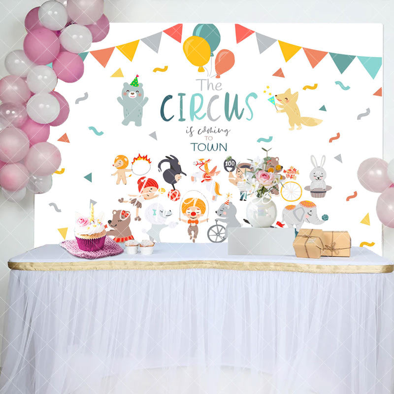 Aperturee - The Circus Is Coming To Town Baby Shower Backdrop