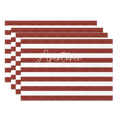 Aperturee - Thick Red White Stripes Simple Set Of 4 Placemats