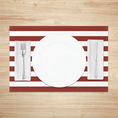 Aperturee - Thick Red White Stripes Simple Set Of 4 Placemats